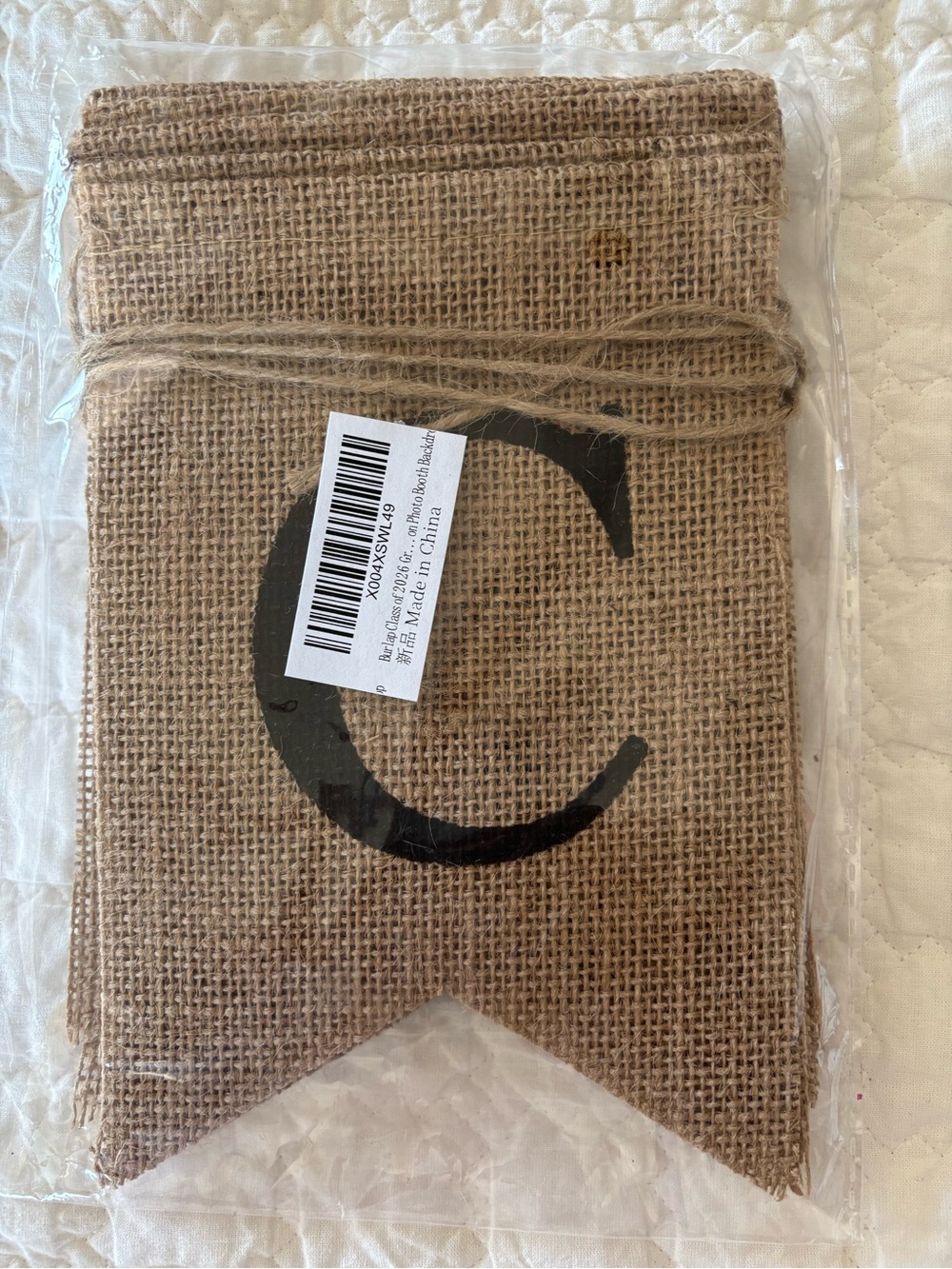 Burlap Letter Banner “CLASS OF 2026”
